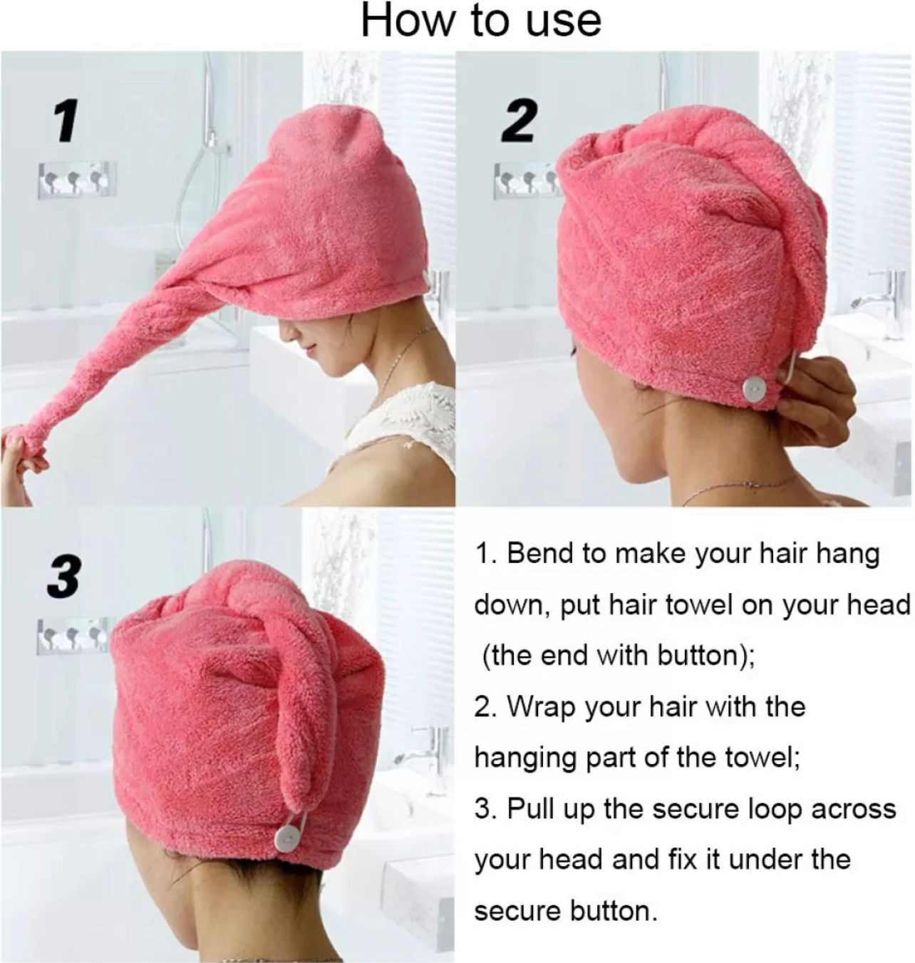 Microfiber Hair Dryer Wrap Towel for Women – Pack of 2
