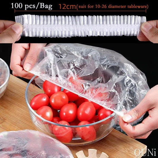 100pcs Disposable Food Cling Covers – Fresh - Keeping Fridge & Fruit Protection - Smart Flex Store