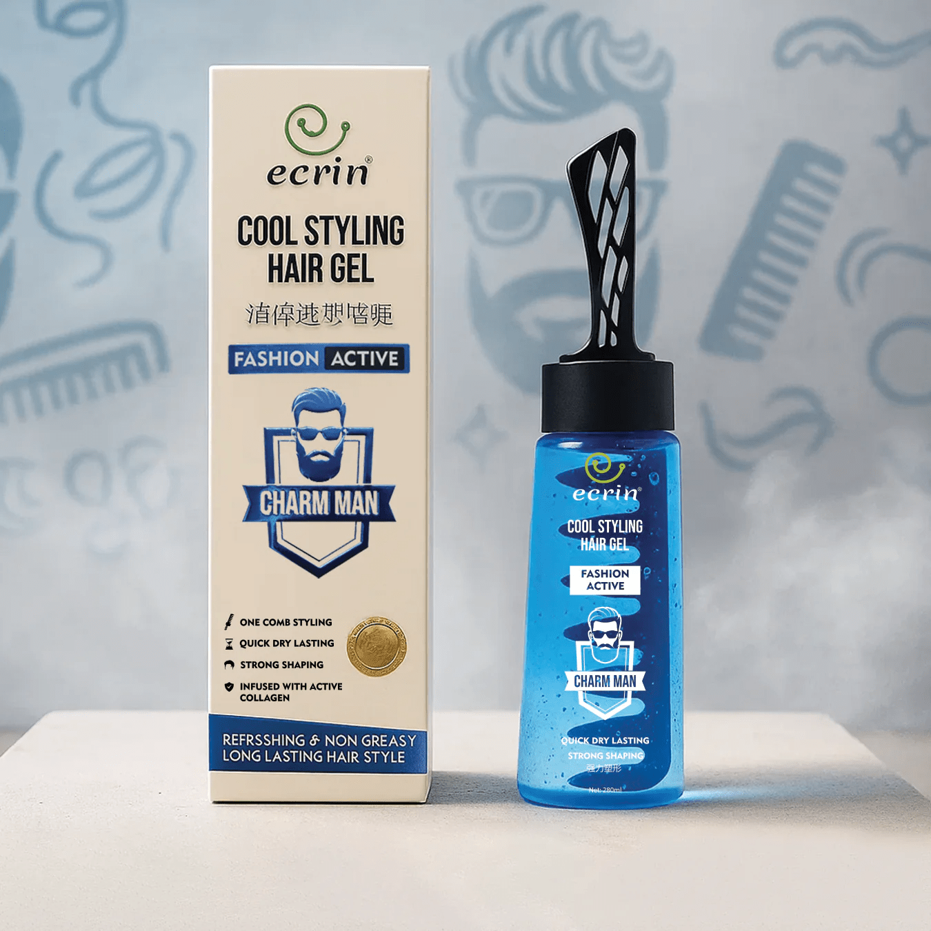 ECRIN Cool Styling Hair Gel with Active Collagen – Strong Hold & Nourishing Care (280ml) - Smart Flex Store