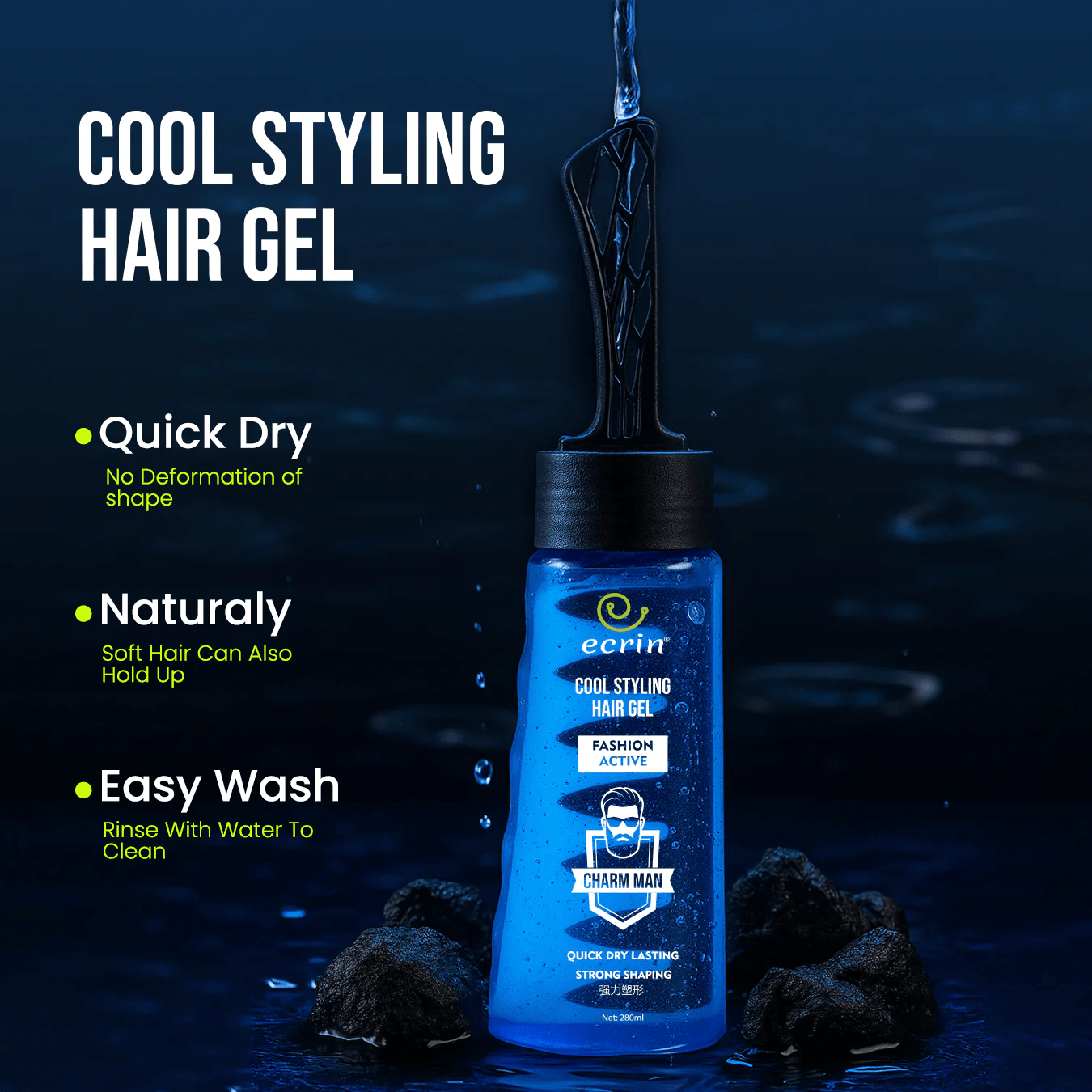 ECRIN Cool Styling Hair Gel with Active Collagen – Strong Hold & Nourishing Care (280ml) - Smart Flex Store