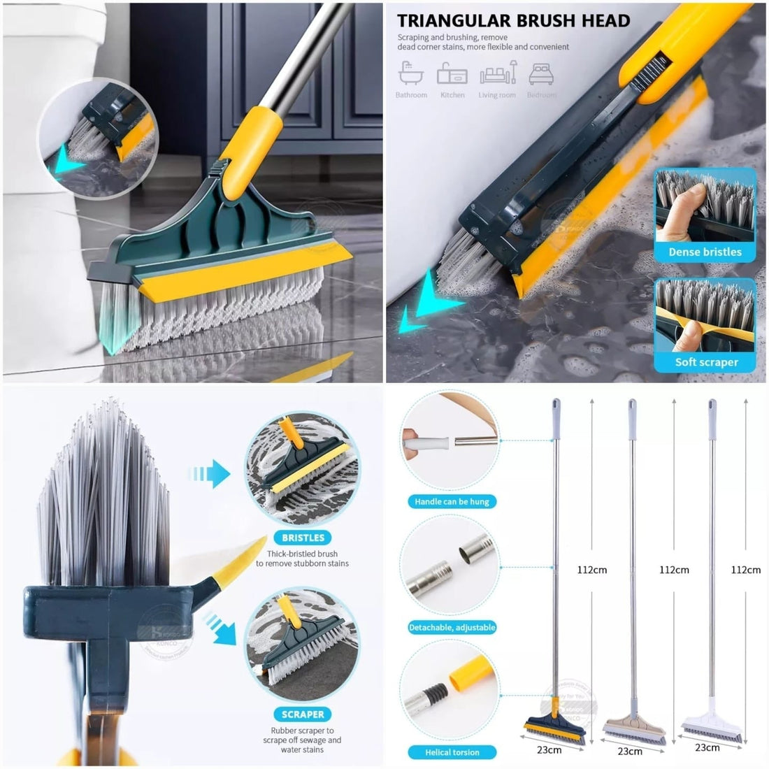 2 - in - 1 Floor Broom Wiper | Heavy - Duty Cleaning Brush with Rubber Wiper Blade - Smart Flex Store