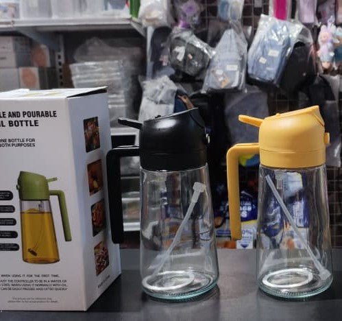 2 - in - 1 Olive Oil Dispenser & Sprayer 470ml (Glass) - Smart Flex Store