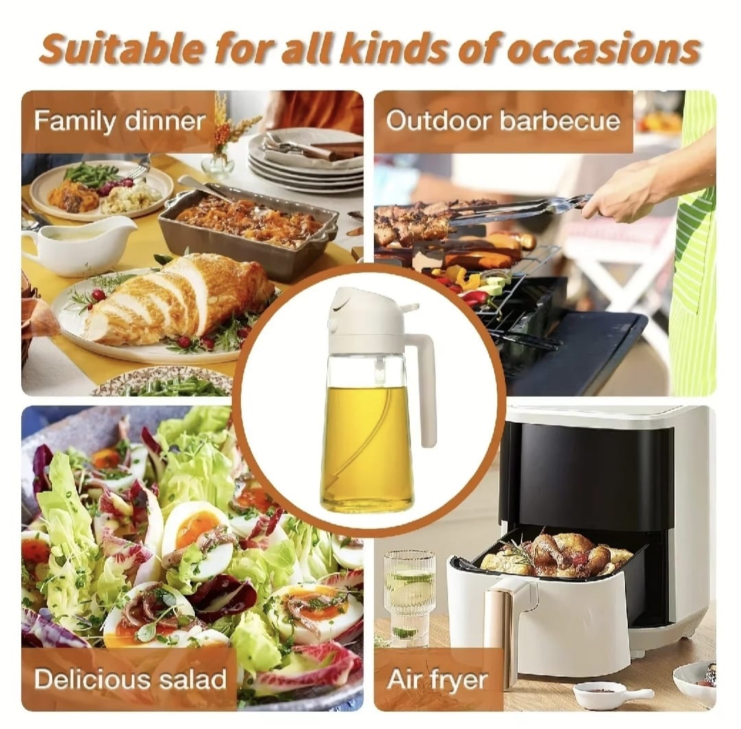 2 - in - 1 Olive Oil Dispenser & Sprayer 470ml (Glass) - Smart Flex Store