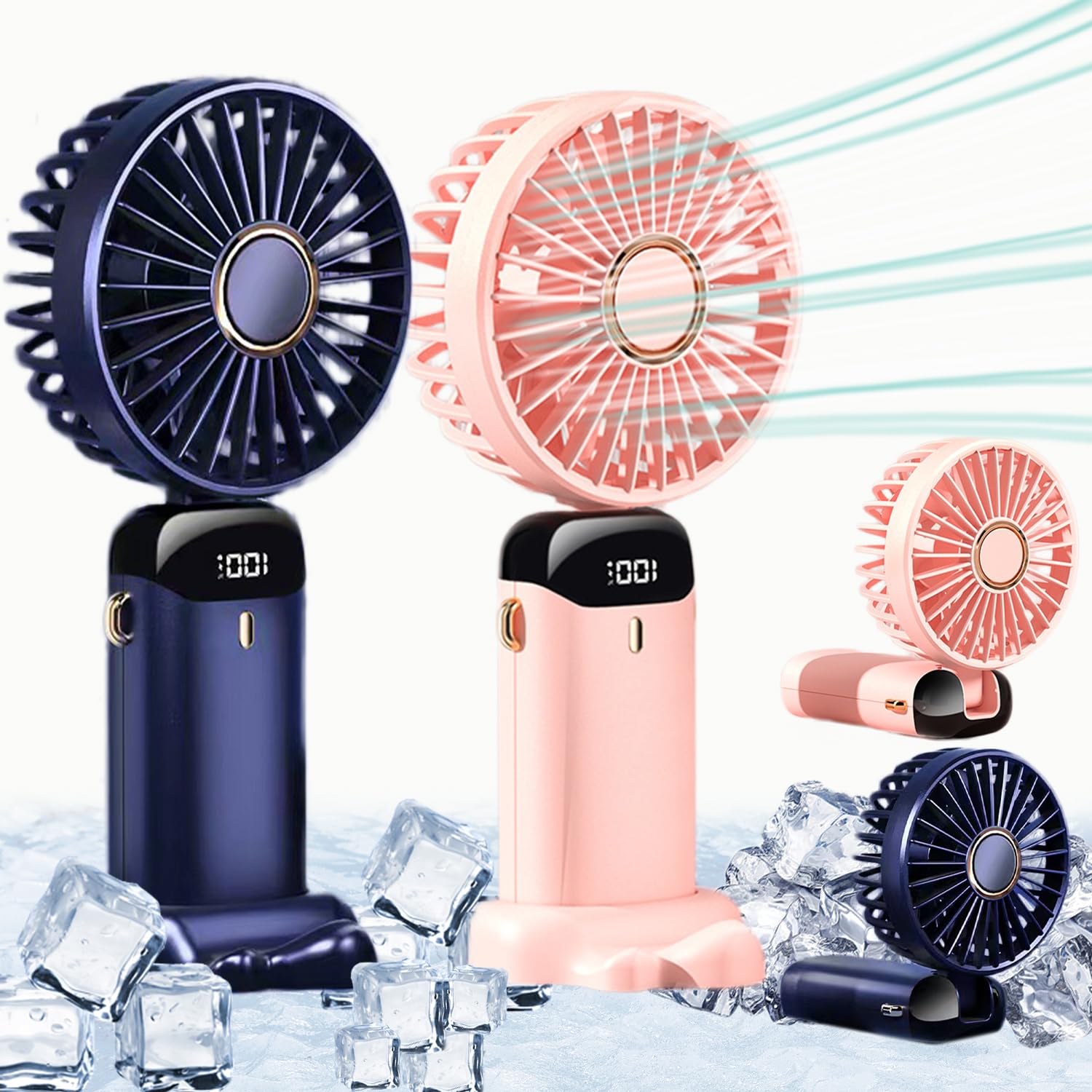 Rechargeable Mini Hand Fan LED Display