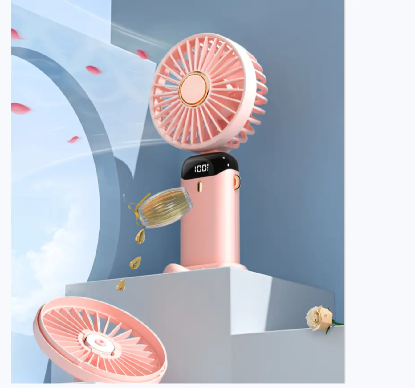 Rechargeable Mini Hand Fan LED Display