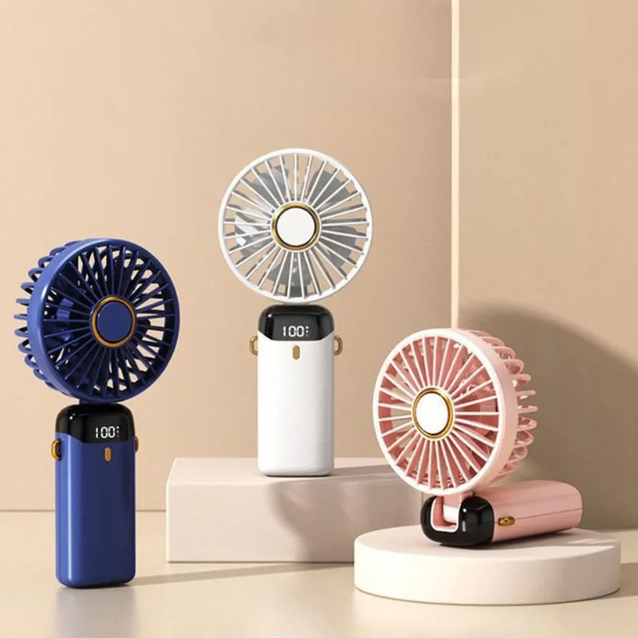 Rechargeable Mini Hand Fan LED Display