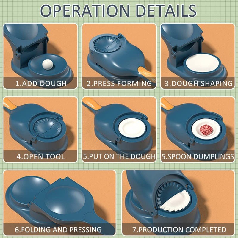 2 - in - 1 Manual Dumpling Maker Mold | Dough Press & Rolling Machine | Momos, Gyoza, Tortilla Kitchen Tool - Smart Flex Store