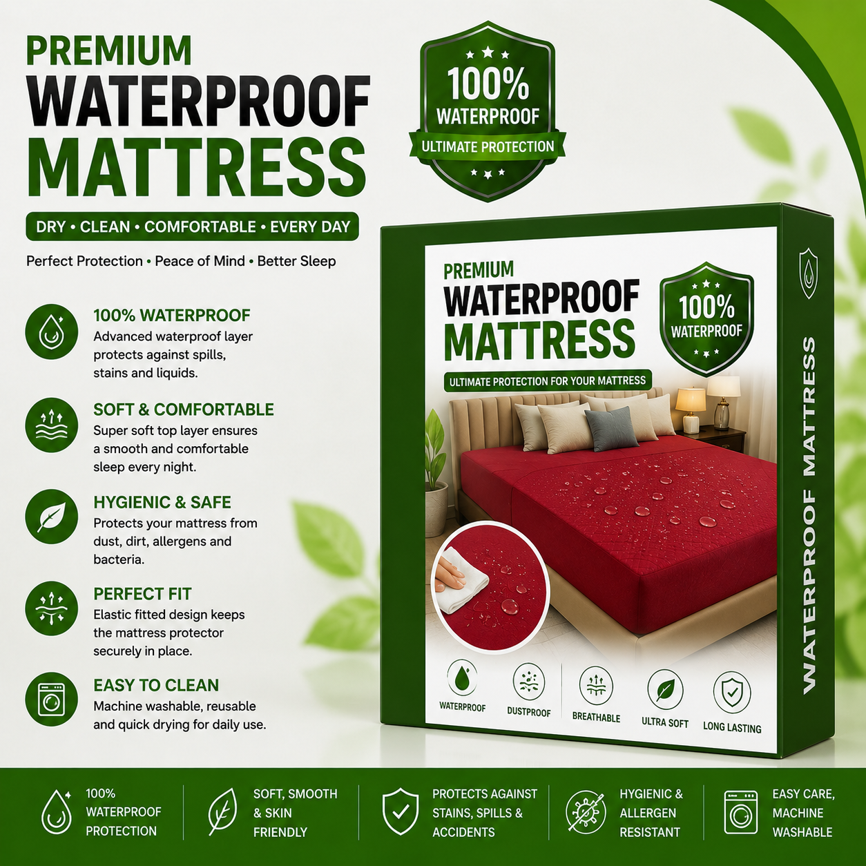 Premium Waterproof Double Bed Mattress Protector