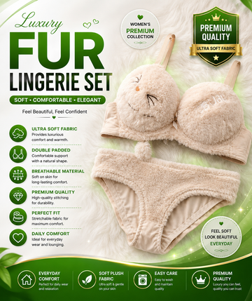 Luxury Soft Woolen Bikini Bra Panty Lingerie Set