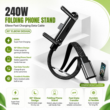 2-in-1 240W Fast Charging Cable with Stand