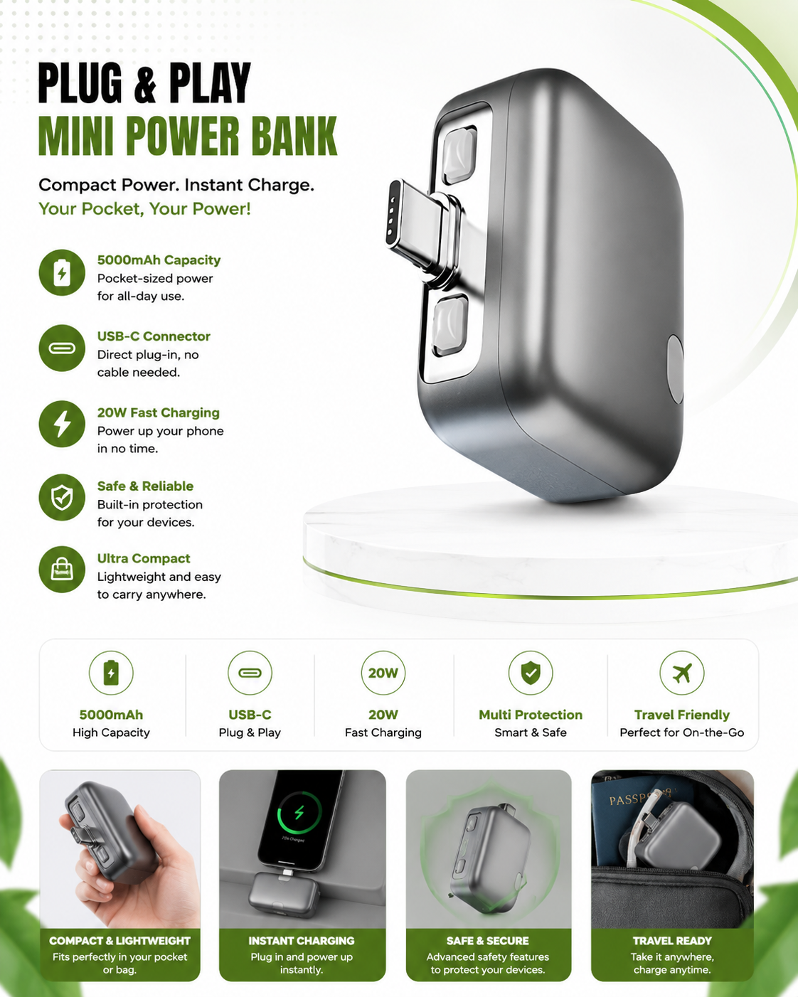 Smart Type-C Charger with Auto Power Cut | Battery Protection
