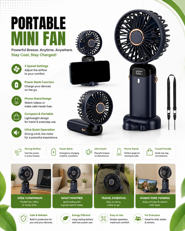 Rechargeable Mini Hand Fan LED Display