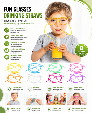 Funny Silly Straw Glasses Kids