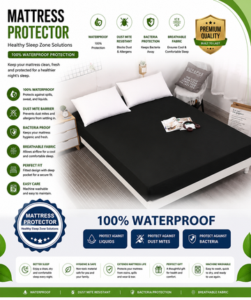 Waterproof Fitted Mattress Protector – Breathable & Washable