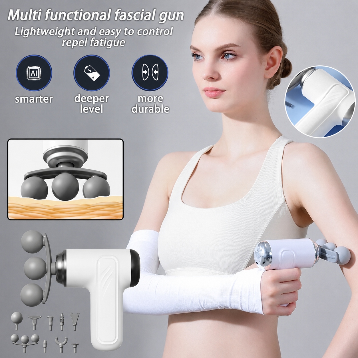 9-in-1 USB Rechargeable Massage Gun